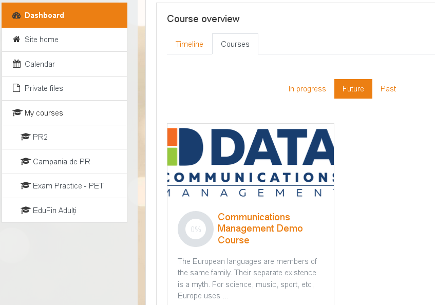 Moodle course overview